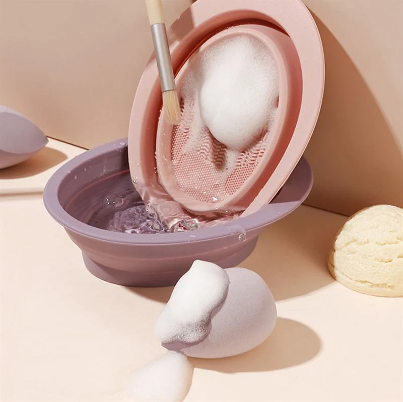 Technique PRO – Faltbare Reinigungsschale für Make-up-Pinsel aus Silikon – Nude Rose