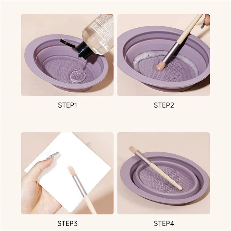 Technique PRO – Faltbare Reinigungsschale für Make-up-Pinsel aus Silikon – Nude Rose