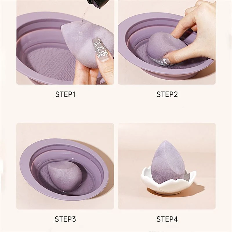 Technique PRO – Faltbare Reinigungsschale für Make-up-Pinsel aus Silikon – Nude Rose