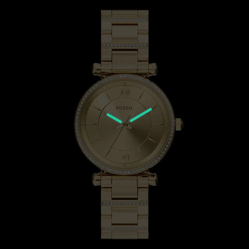 Fossil Carlie Round Gold Dial Watch ES5465