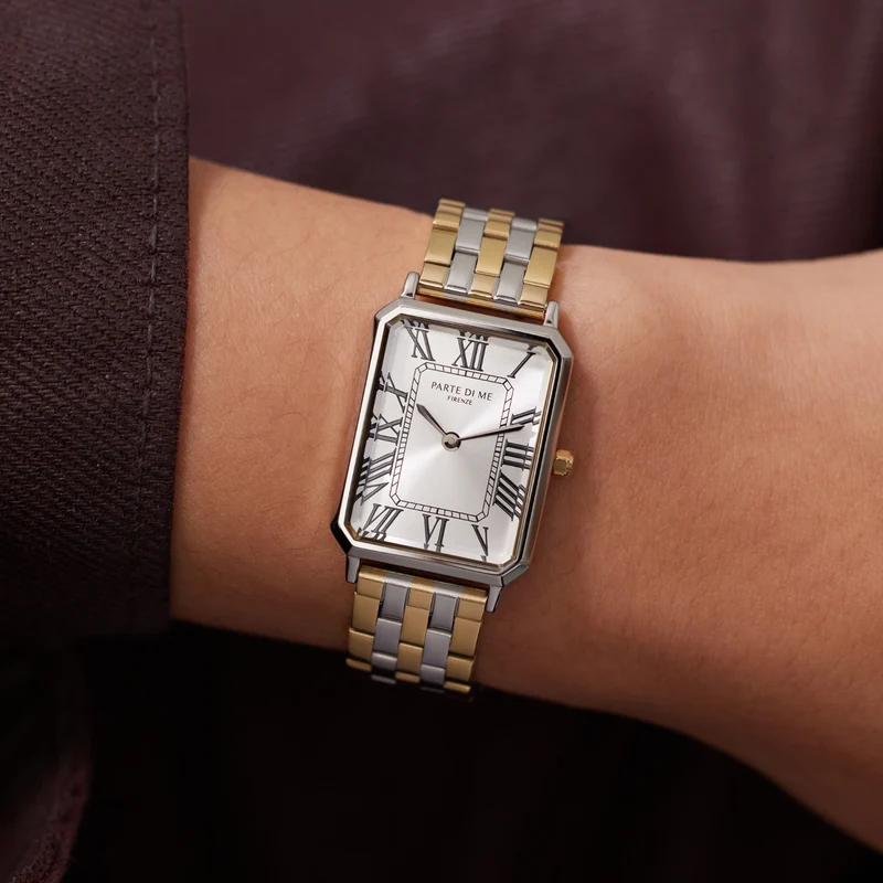 Parte di Me Orologio rectangular ladies watch gold coloured and silver PDM09022