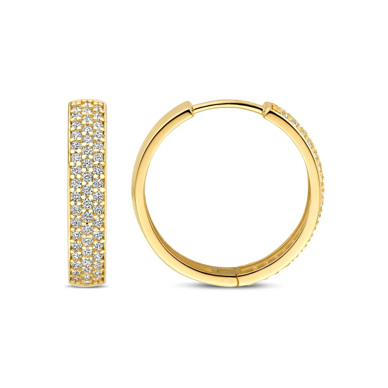 Beloro Jewels Monte Napoleone Stella 9 karat gold hoop earrings with zirconia BO360087