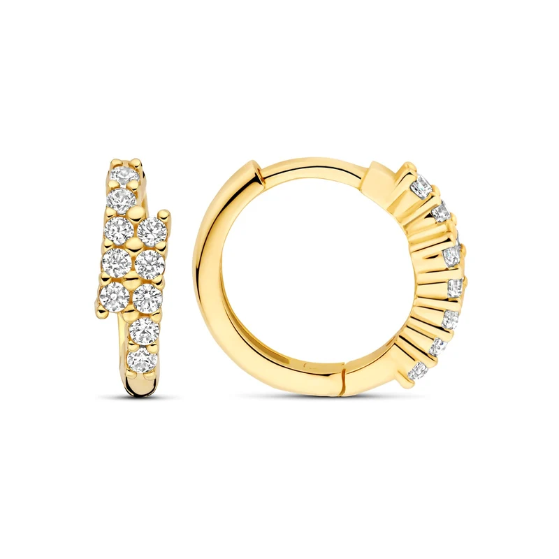 Beloro Jewels Monte Napoleone Joley 9 Karat Gold Creolen mit Zirkonia-Steinen (9,7 mm) BO360117