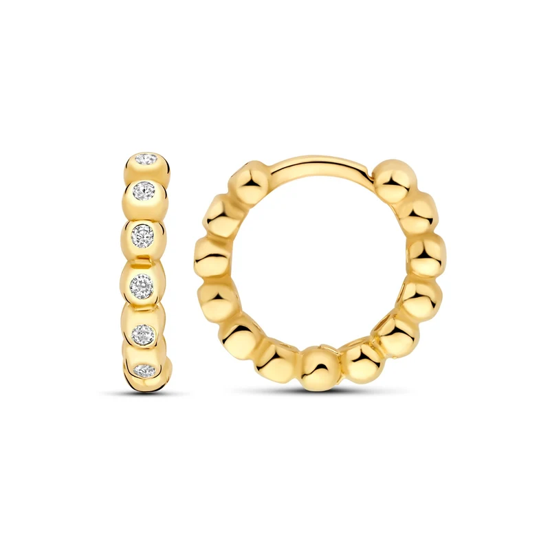 Beloro Jewels Monte Napoleone Elena 9 Karat Gold Creolen mit Zirkonia-Steinen (8,3 mm) BO360114