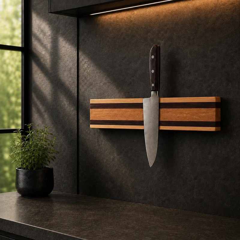 Oak, Birch & Walnut Magnetic Knife Rail