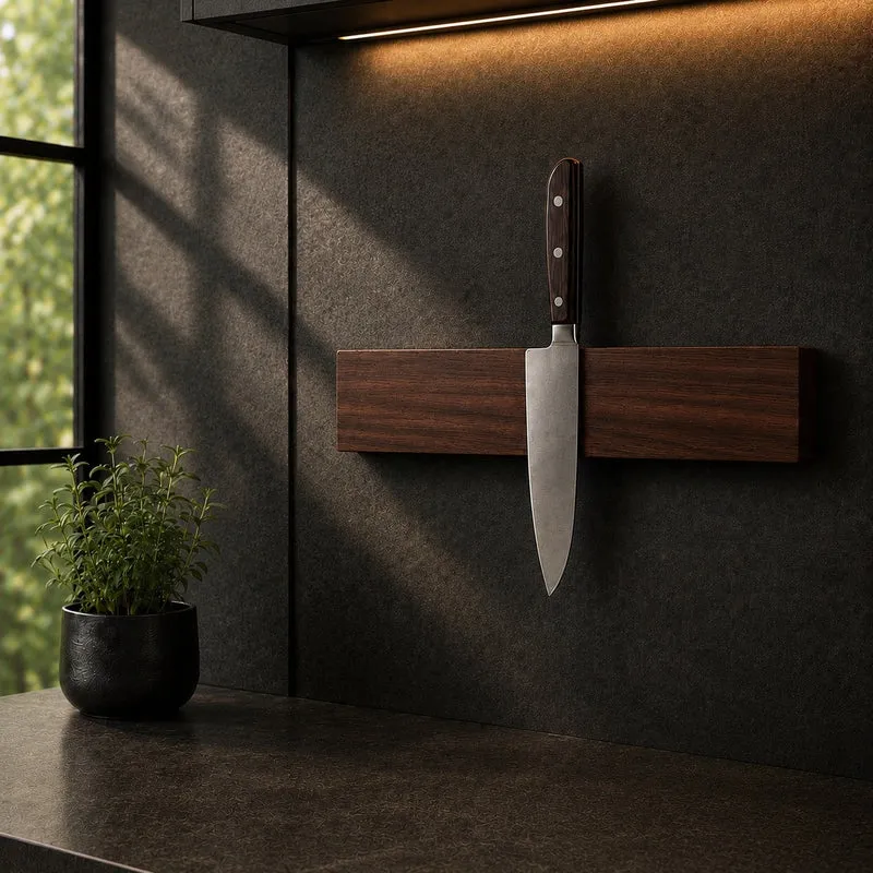 Magnetic Walnut Knife Rail