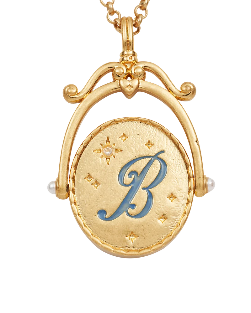 B Initial Bluebell Gold Spinner Necklace