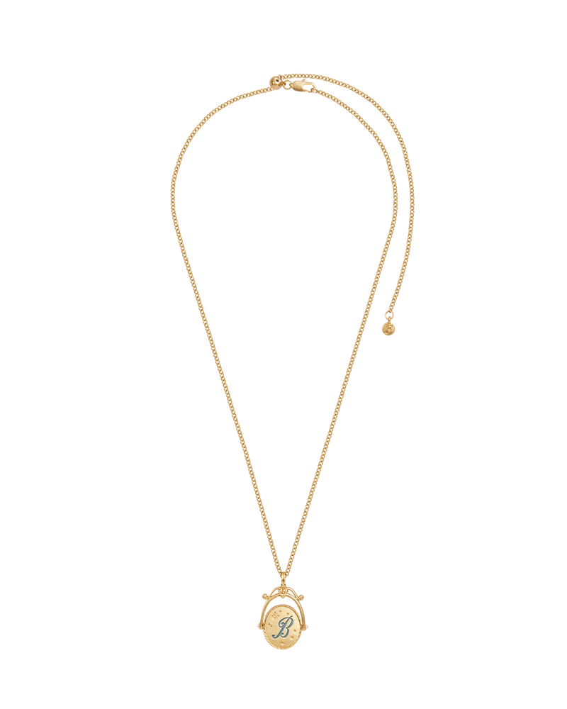 B Initial Bluebell Gold Spinner Necklace