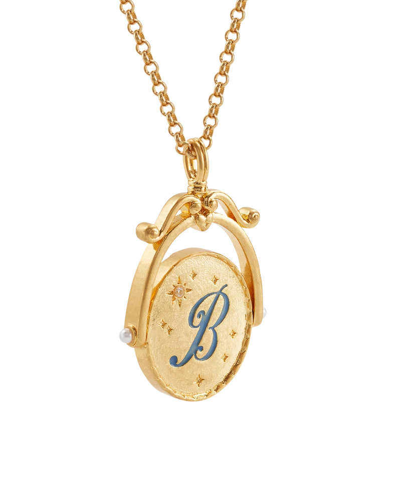 B Initial Bluebell Gold Spinner Necklace