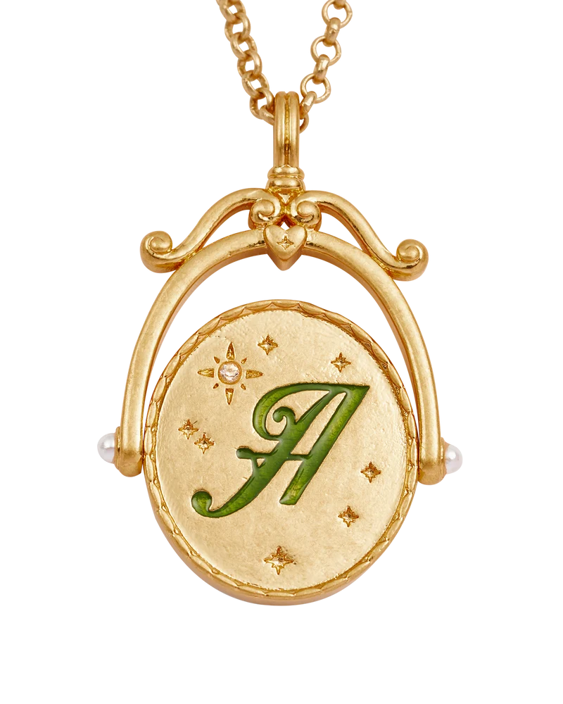 A Initial Anemone Gold Spinner Necklace