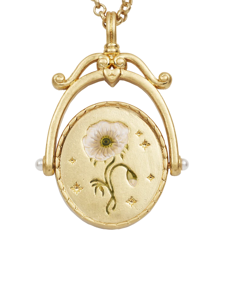 A Initial Anemone Gold Spinner Necklace