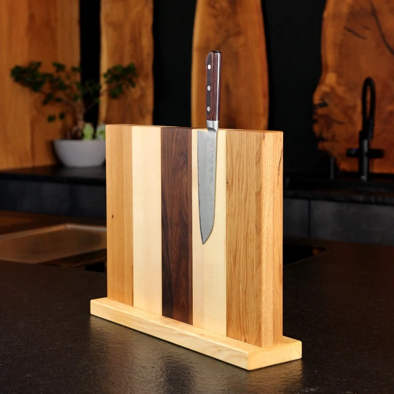 Birch, Oak & Walnut Magnetic Knife Block