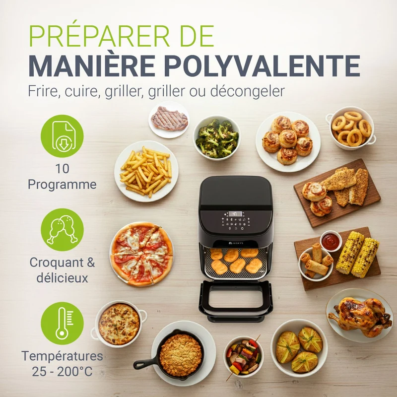 Heißluftfritteuse 12L mit 10 Programmen