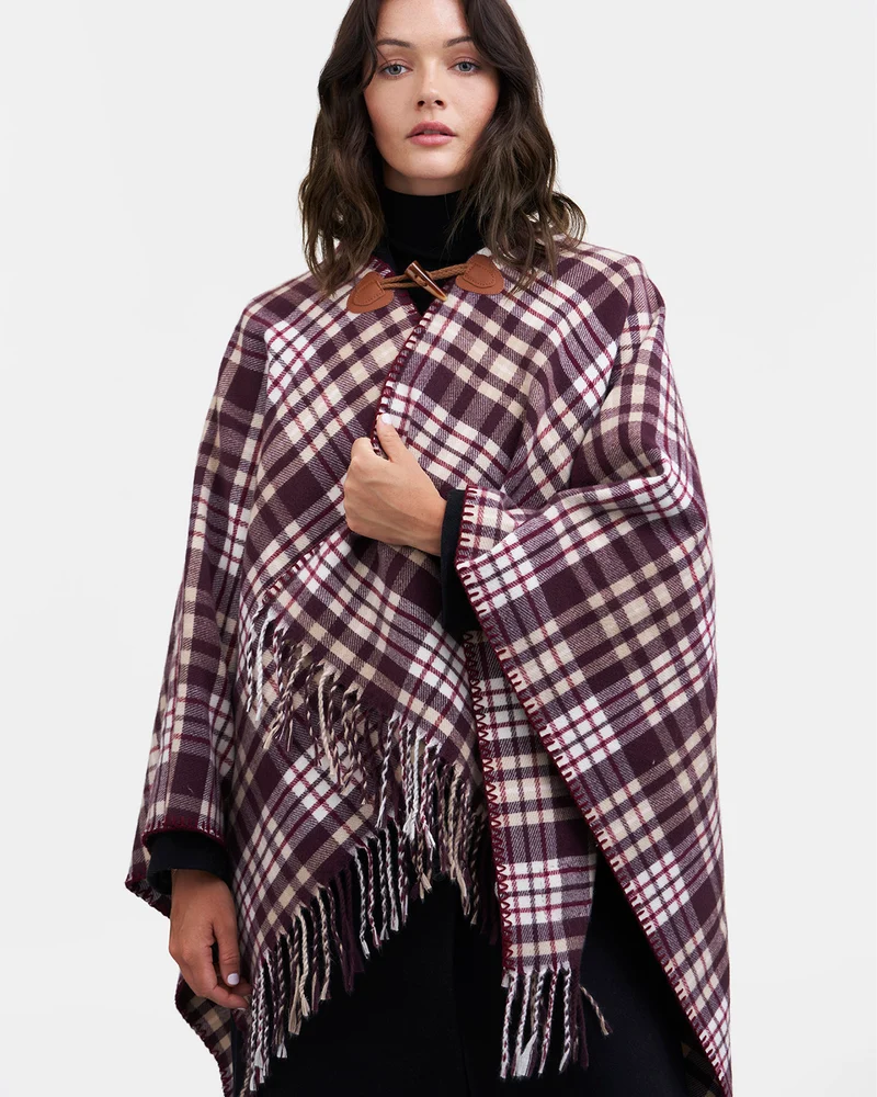 Check Cape in Caramel & Chocolate
