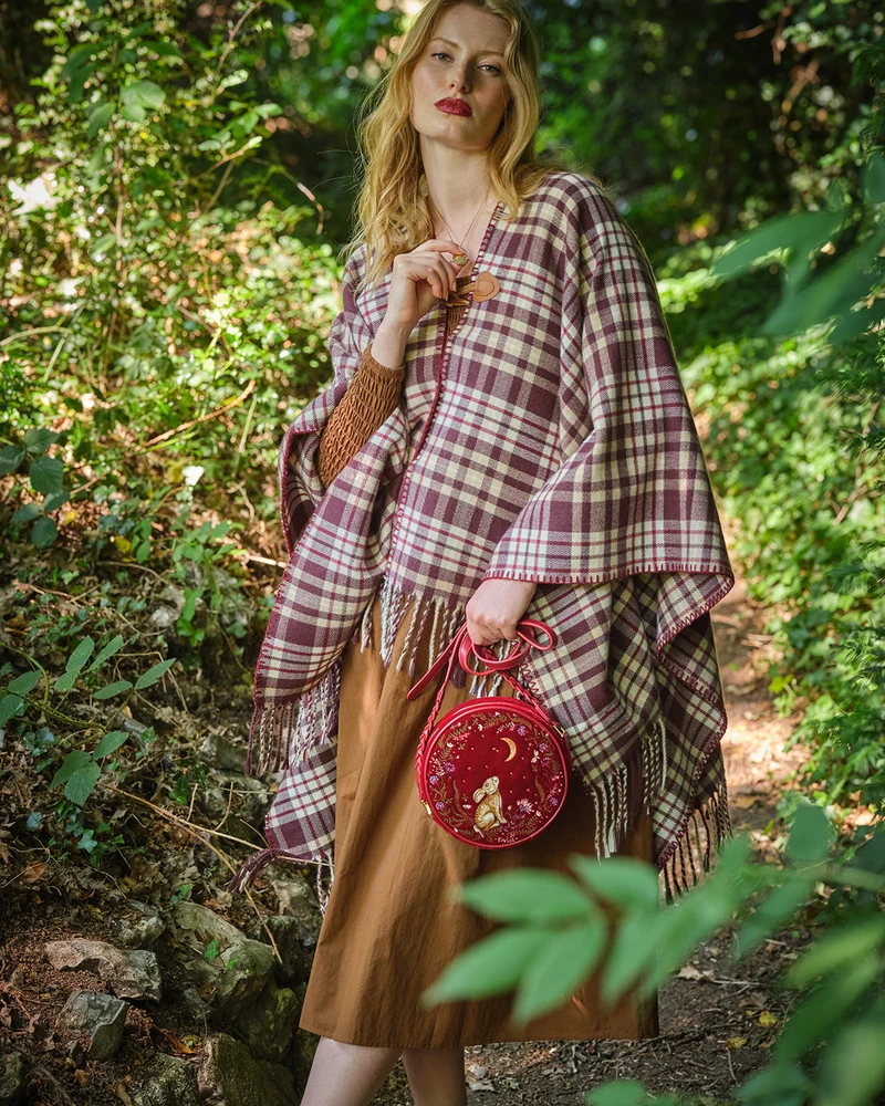 Check Cape in Caramel & Chocolate