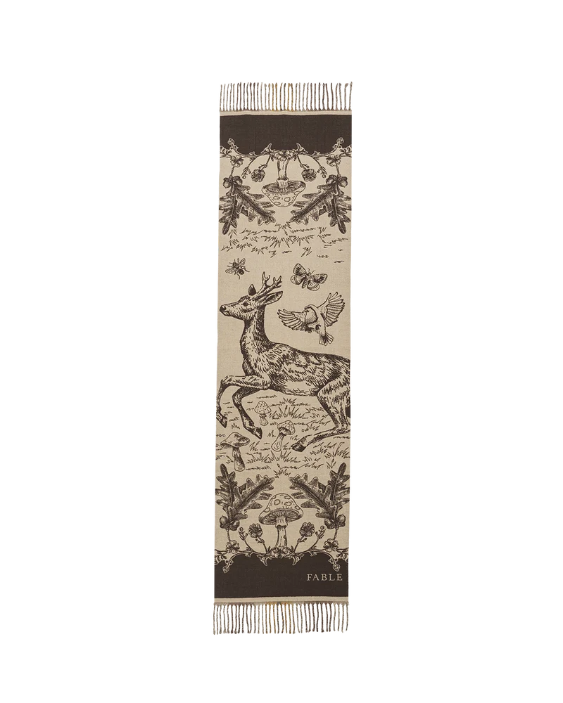 Woodland Tales Jacquard Scarf in Taupe