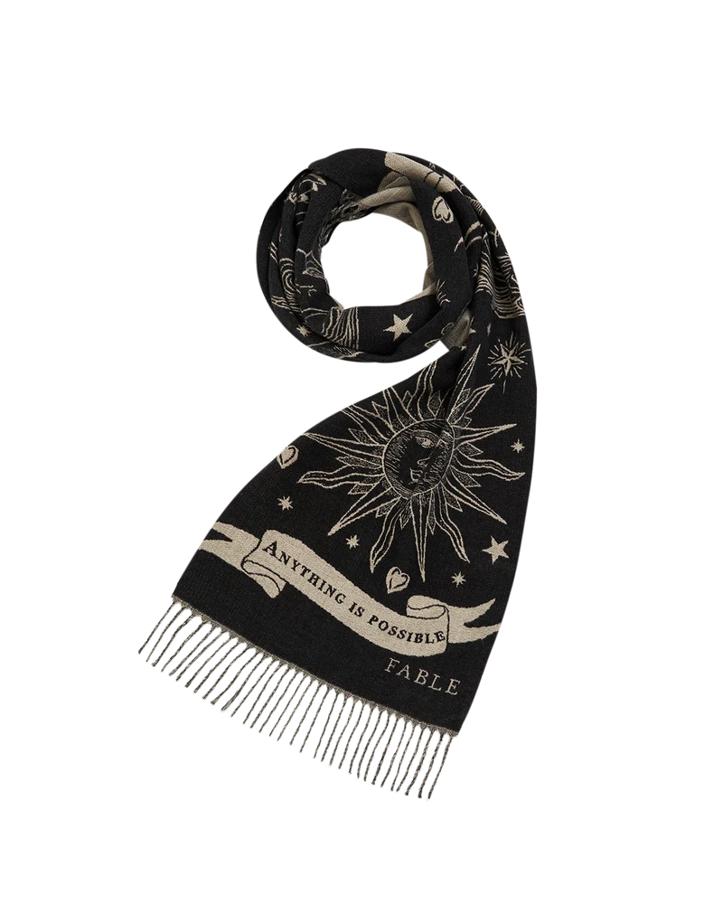 Freya Celestial Jacquard Scarf in Black
