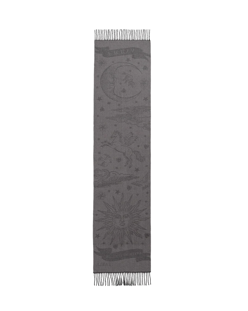 Freya Celestial Jacquard Scarf in Black