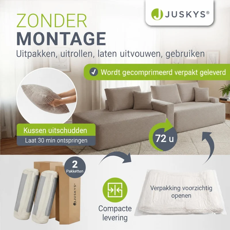Sofa Coredo mit Cord Bezug & Dekokissen