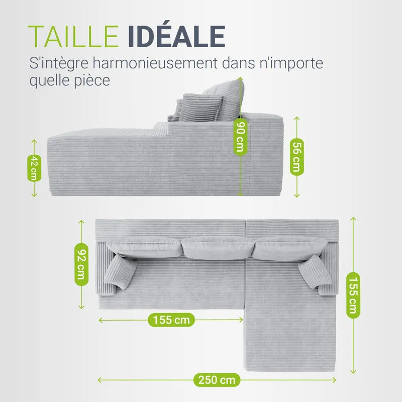 Sofa Coredo mit Cord Bezug & Dekokissen