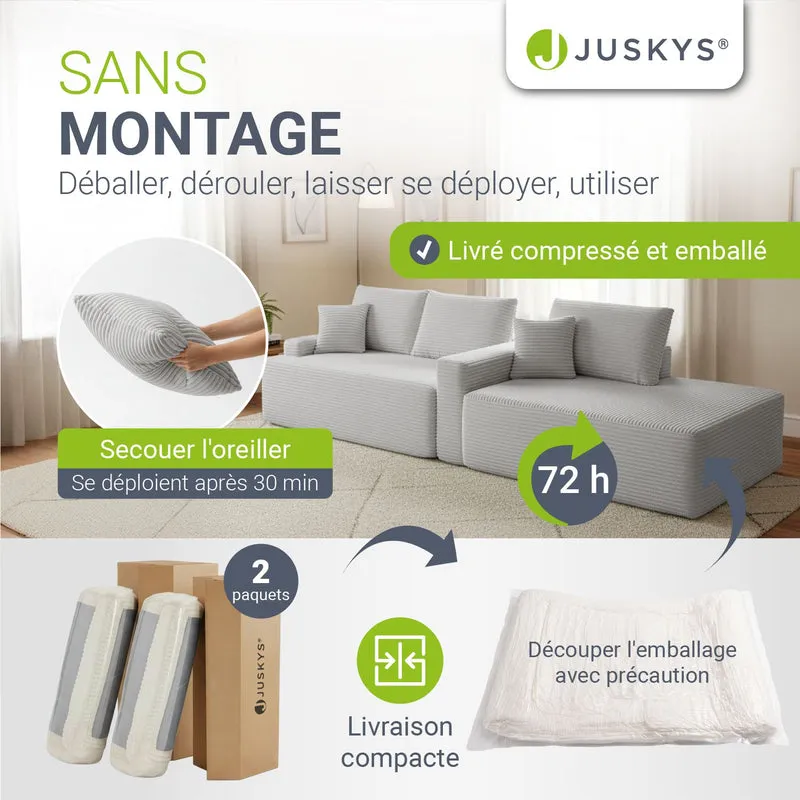 Sofa Coredo mit Cord Bezug & Dekokissen