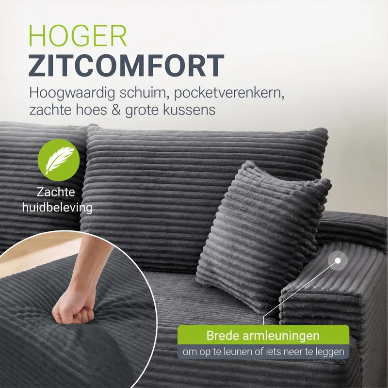 Sofa Coredo mit Cord Bezug & Dekokissen