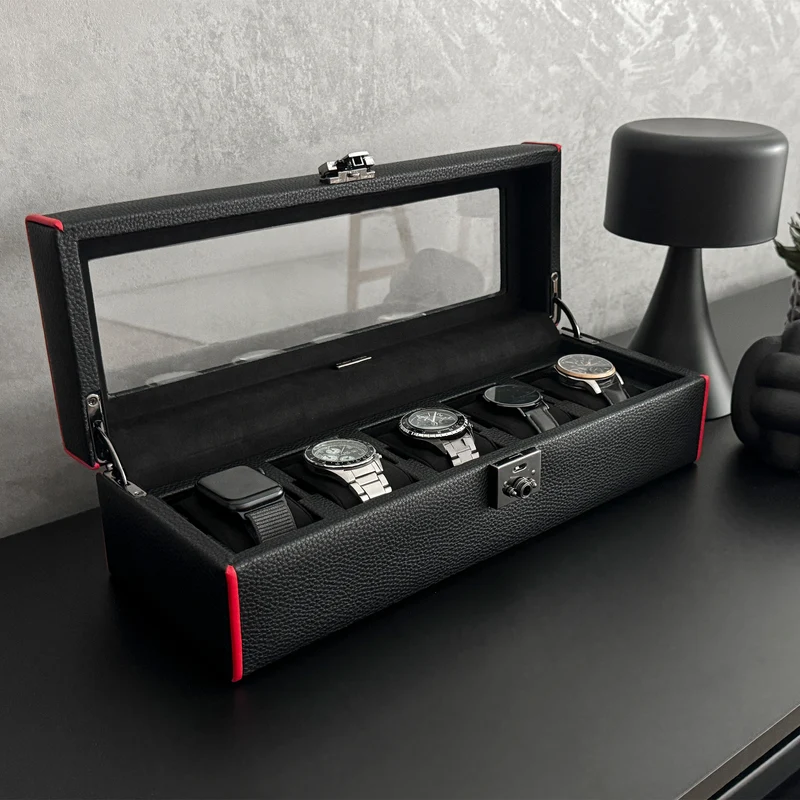MARANELLO – 5er Uhrenbox - Genarbtes Vollrindleder