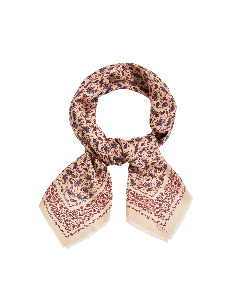 Paisley Folk Square Scarf in Caramel