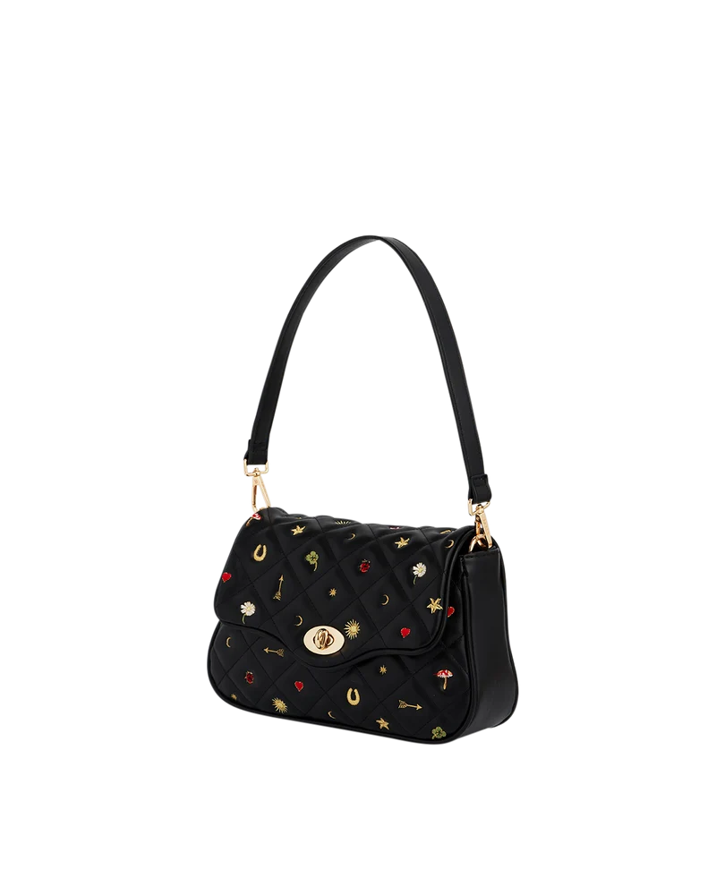 Mary Motif Quilted Crossbody Clutch