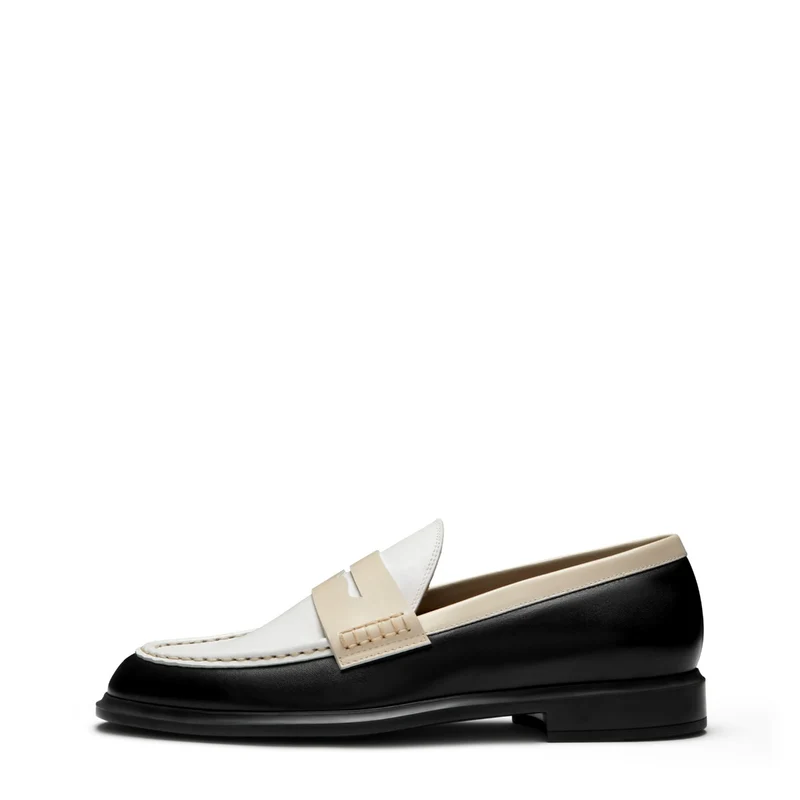 Isabel Bernard Vendôme Blandine Schwarz-Weiß Kalbsleder Loafers mit weißen Details IB51015-10170-36