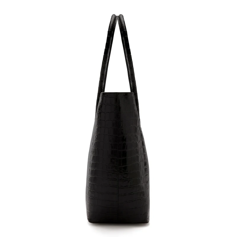 Isabel Bernard Honoré Lysanne Kroko Schwarz Kalbsleder Shopper IB25024