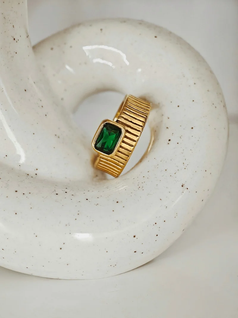 Green Square Ring