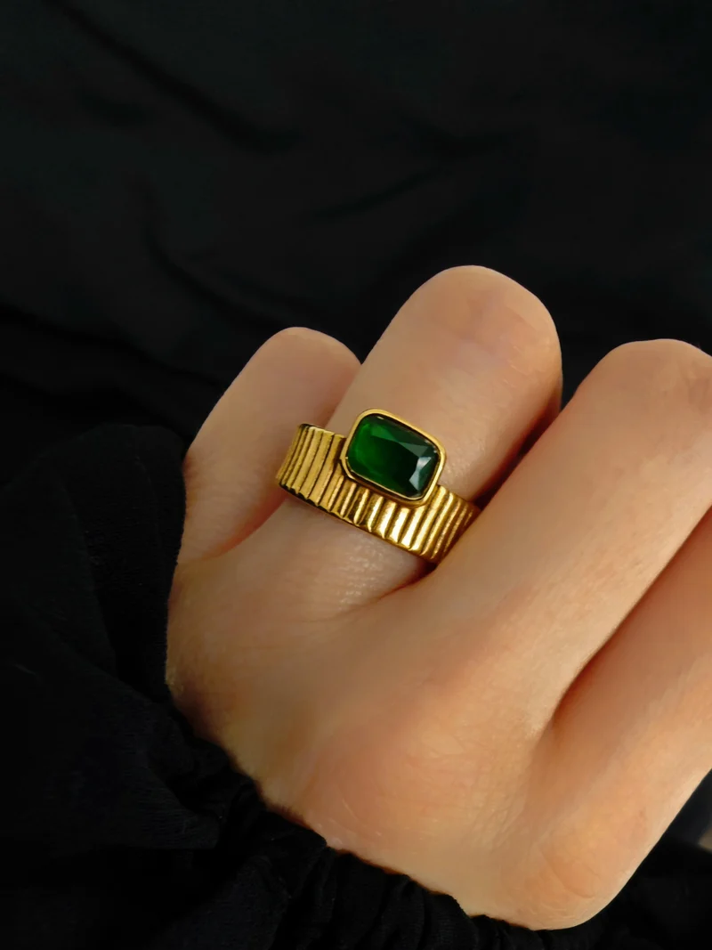 Green Square Ring