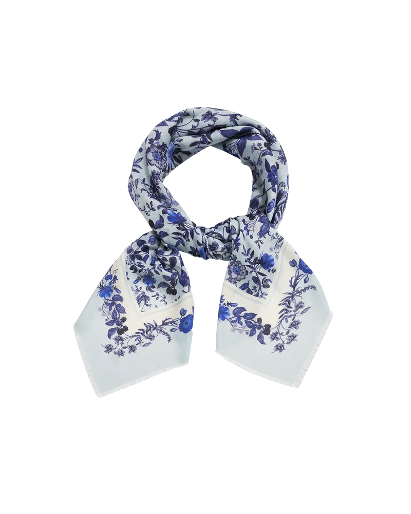 Ditsy Folk Square Scarf in Blue