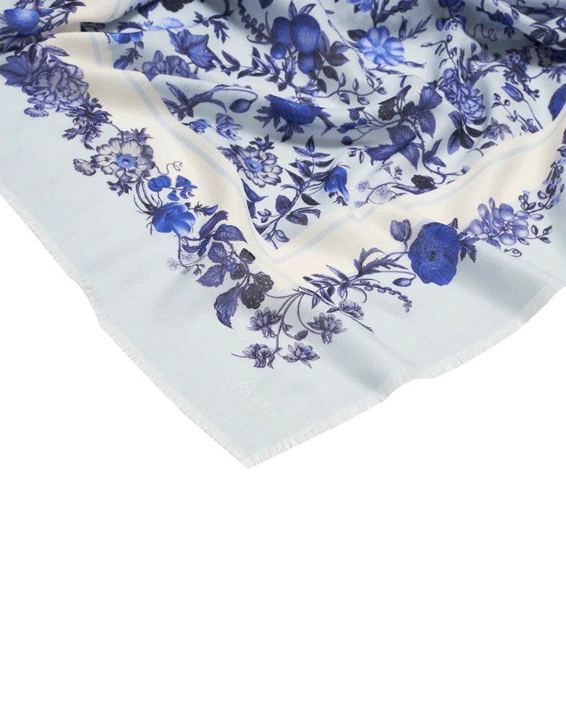 Ditsy Folk Square Scarf in Blue
