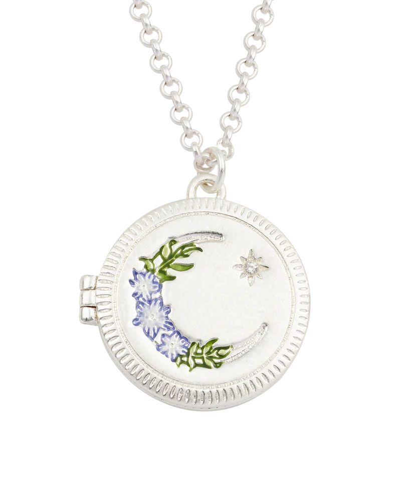 Silver Nightshade Moon Locket Necklace