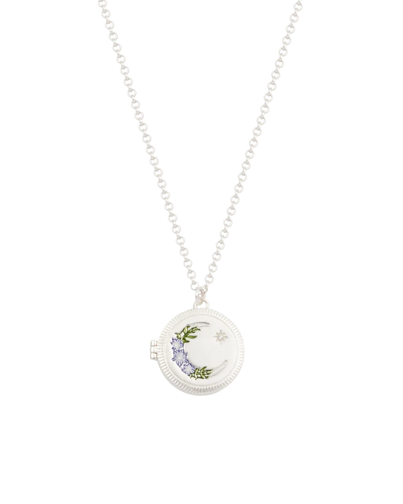 Silver Nightshade Moon Locket Necklace