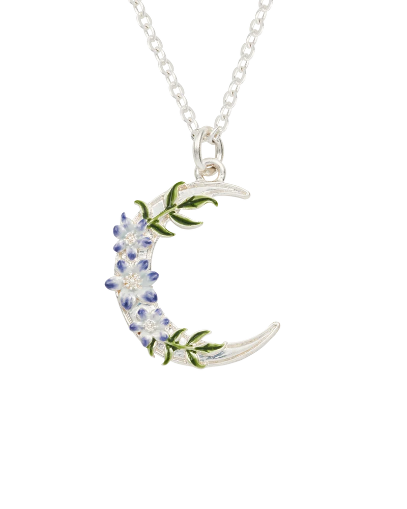 Silver Nightshade Moon Pendant Necklace
