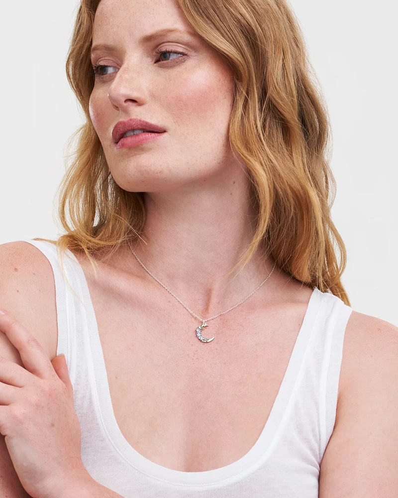 Silver Nightshade Moon Pendant Necklace