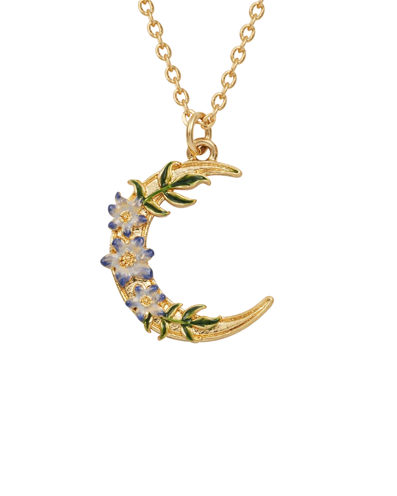 Gold Nightshade Moon Pendant Necklace