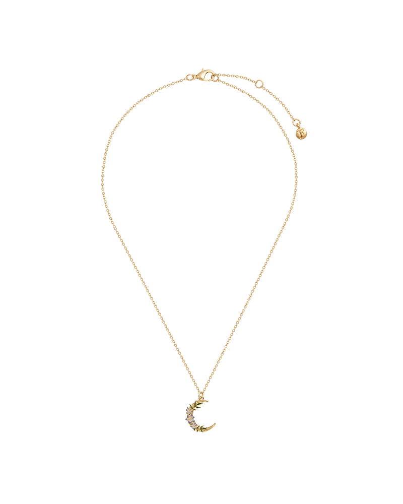 Gold Nightshade Moon Pendant Necklace