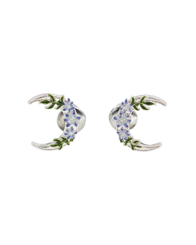 Silver Nightshade Moon Stud Earrings