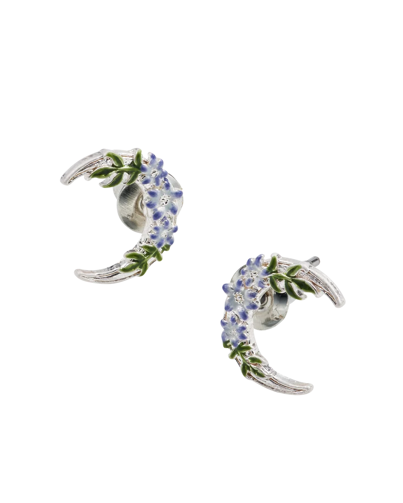 Silver Nightshade Moon Stud Earrings