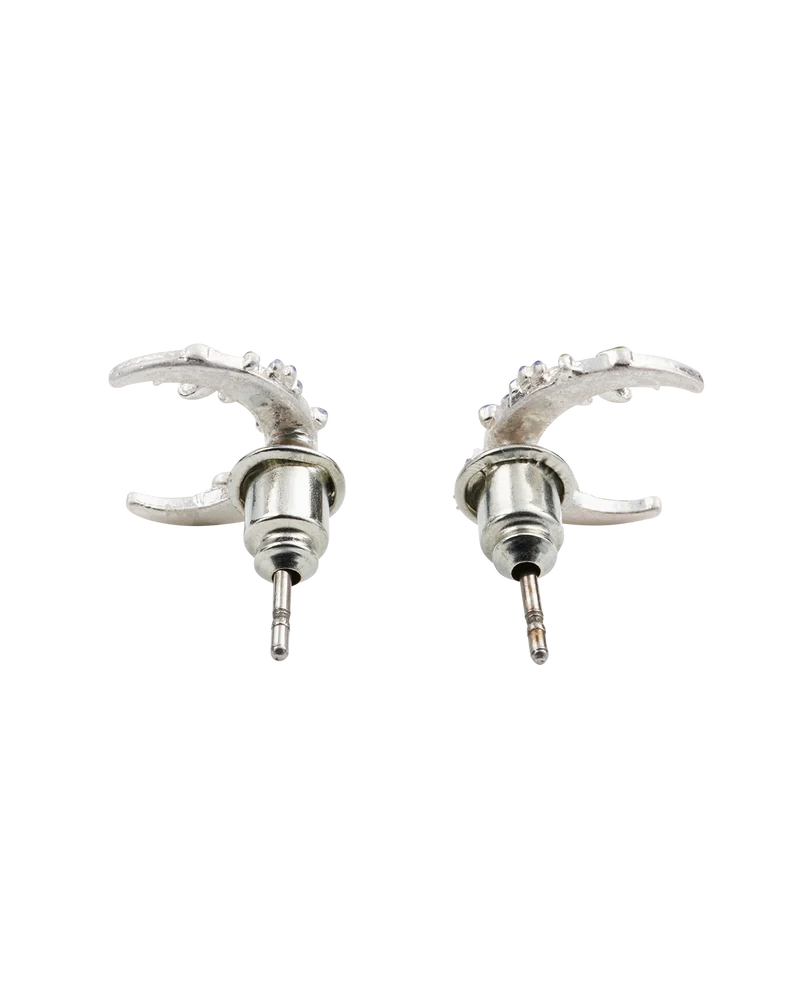 Silver Nightshade Moon Stud Earrings