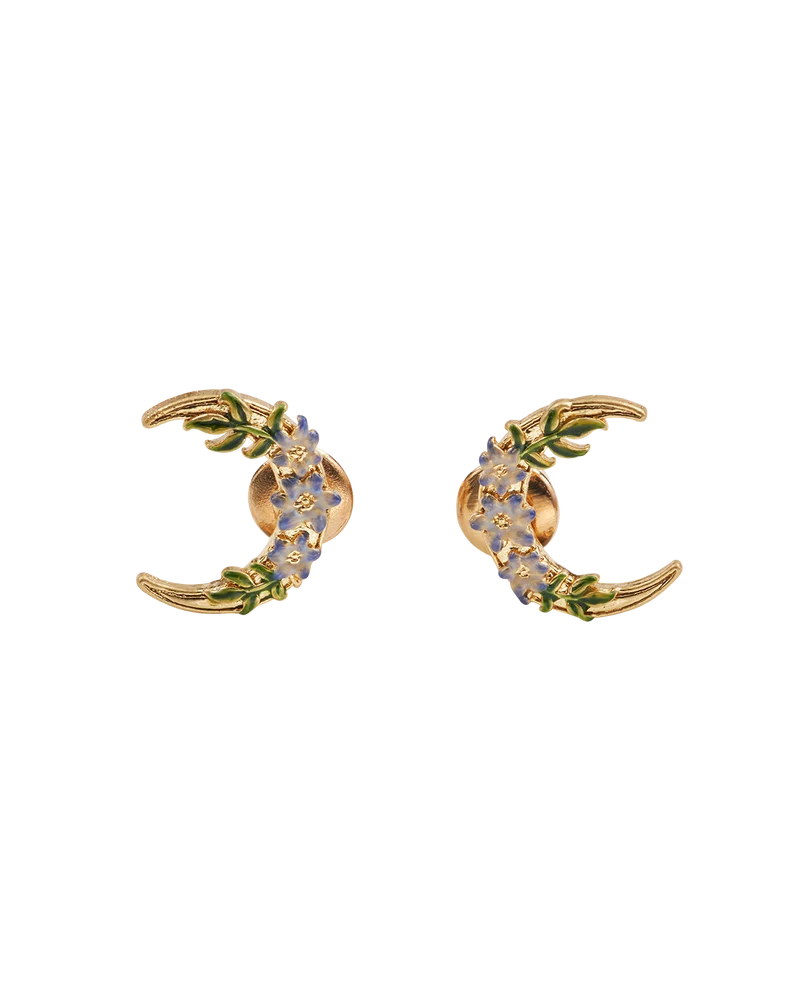 Gold Nightshade Moon Stud Earrings