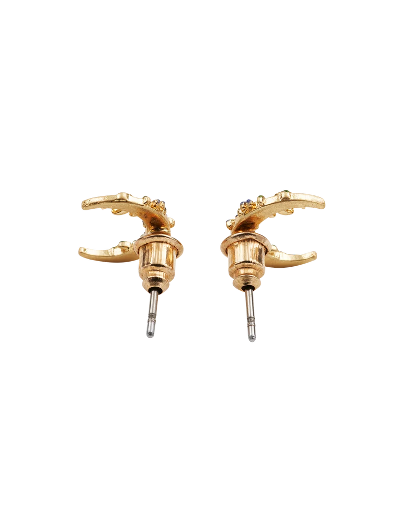 Gold Nightshade Moon Stud Earrings