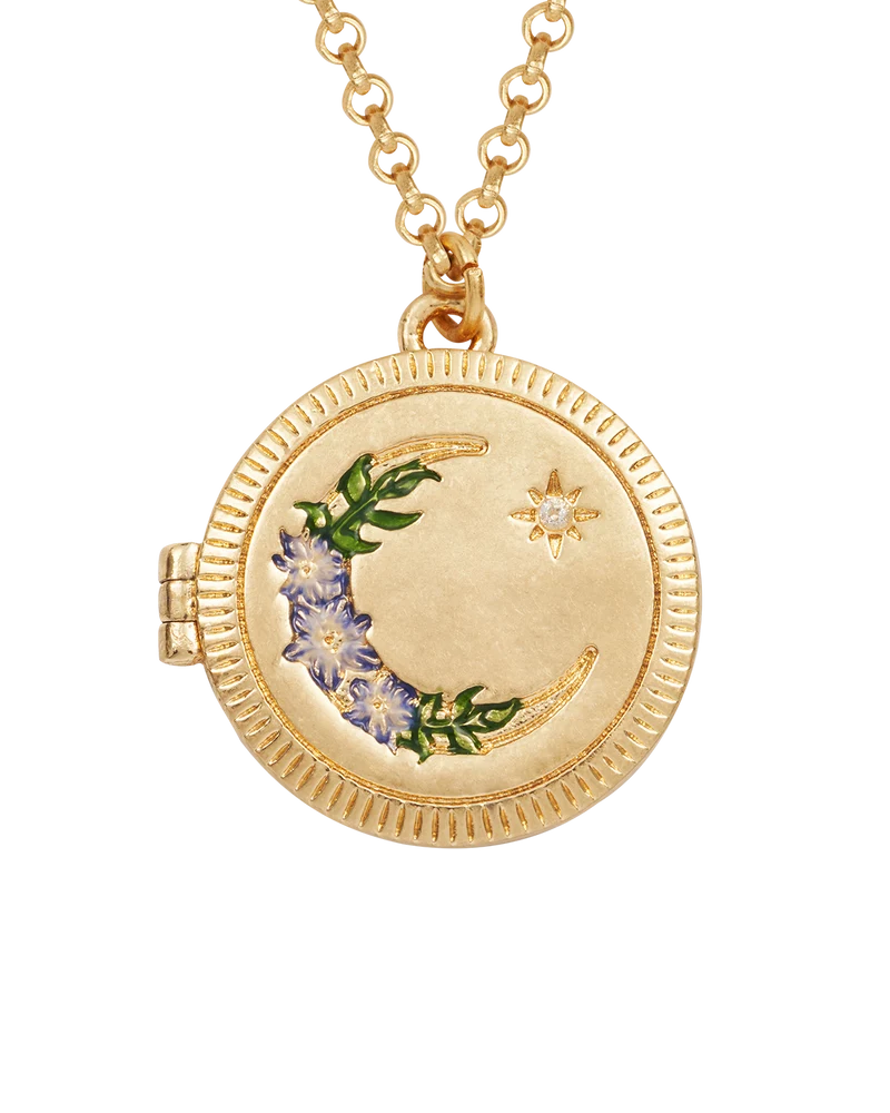 Gold Nightshade Moon Locket Necklace