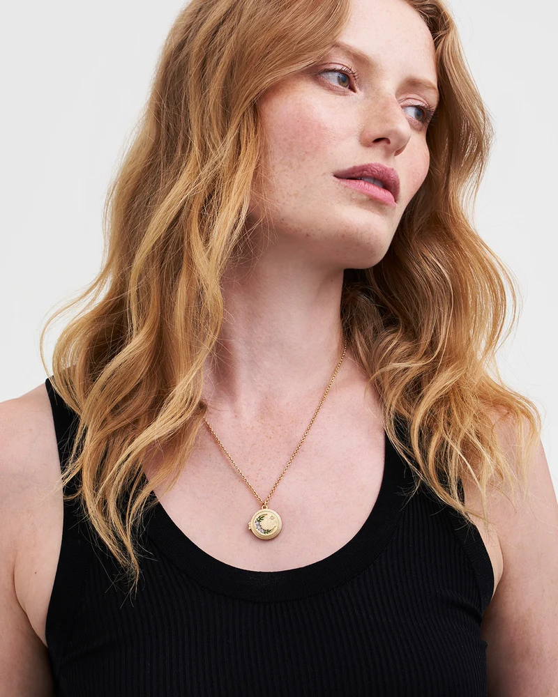 Gold Nightshade Moon Locket Necklace