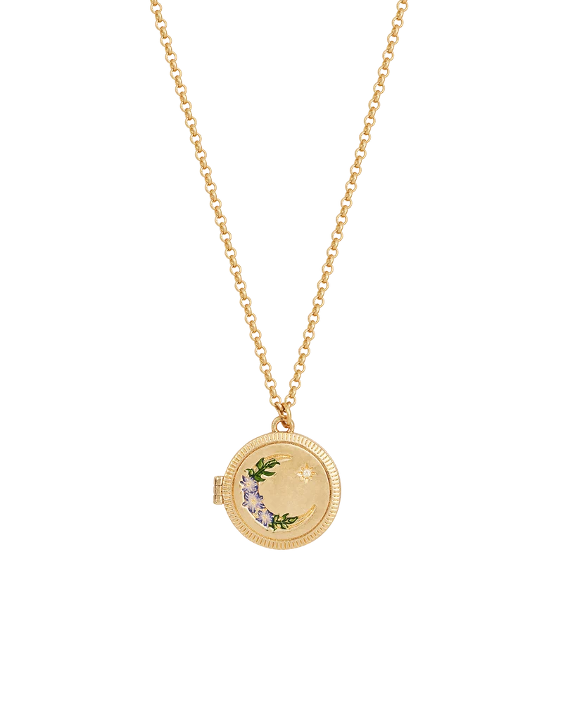 Gold Nightshade Moon Locket Necklace