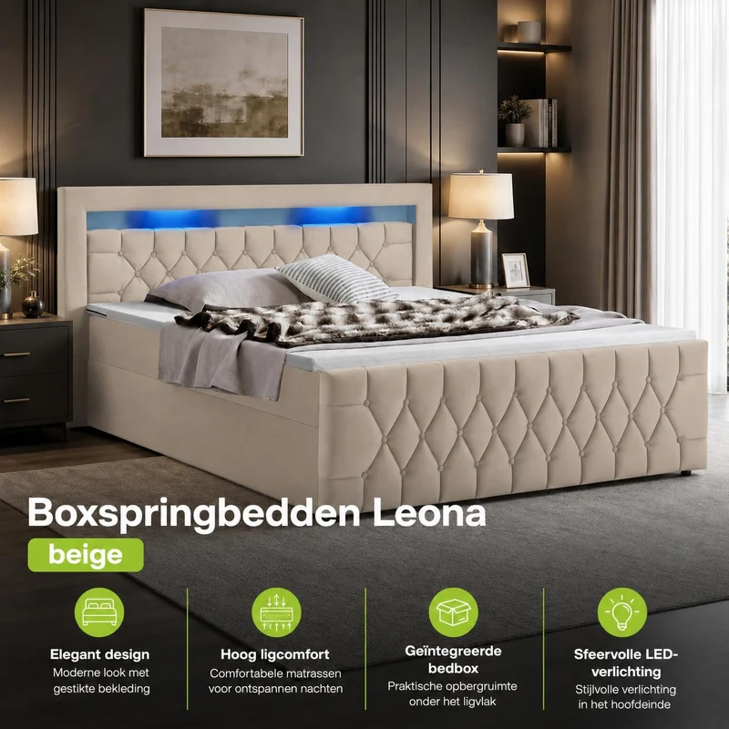 Boxspringbett Leona - Samt